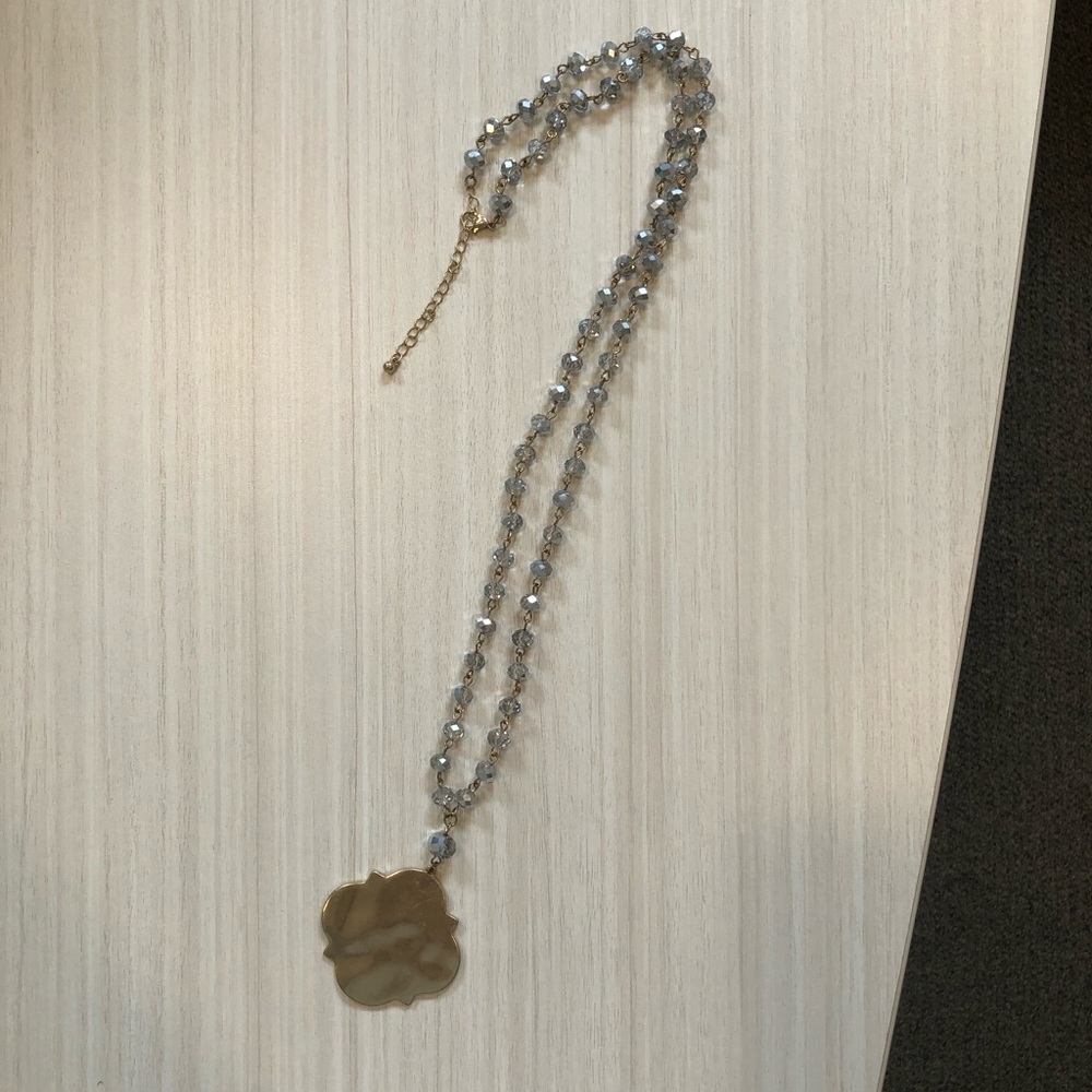 Gold Medallion Rhinestone Necklace - Picture 10 of 10